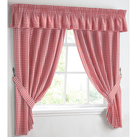 Kitchen Trends Red Gingham Check Kitchen Curtains