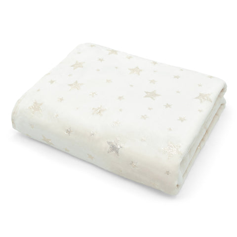 Velosso Soft Touch Cream Glitter Stars Cosy Blanket