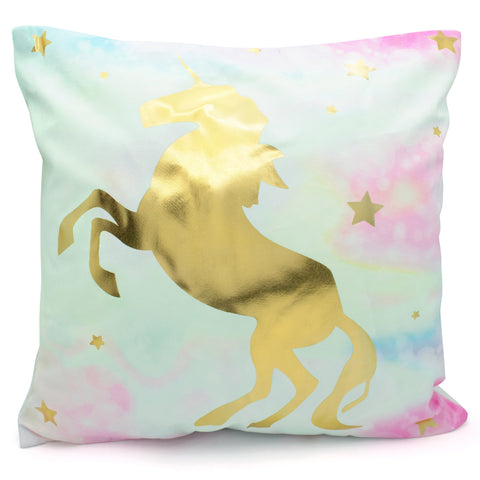 Velosso Golden Unicorn Multi Colour Cushion Cover