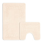 Velosso Greek Key Cream Non Slip Bath Mat Set