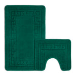 Velosso Greek Key Anti Slip Emerald Green Bath Mat Set