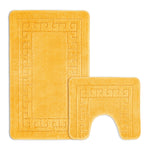 Velosso Greek Key Ochre Yellow Non Slip Bath Mat Set