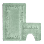 Velosso Greek Key Non Slip Sage Green Bath Mat Set