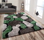 Home Republic Pebbles Emerald Green 3D Carved Shaggy Floor Rug