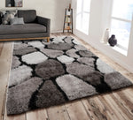Home Republic Pebbles Silver 3D Carved Shaggy Floor Rug