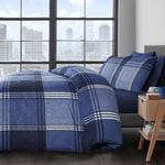 Velosso Hamilton Check Blue Duvet Cover & Pillowcase Set