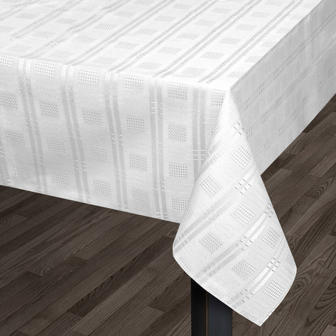 Kitchen Trends Hampton Luxury Jacquard White Tablecloth