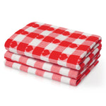 Kitchen Trends Luxury Jacquard Hearts Check Tea Towel Red