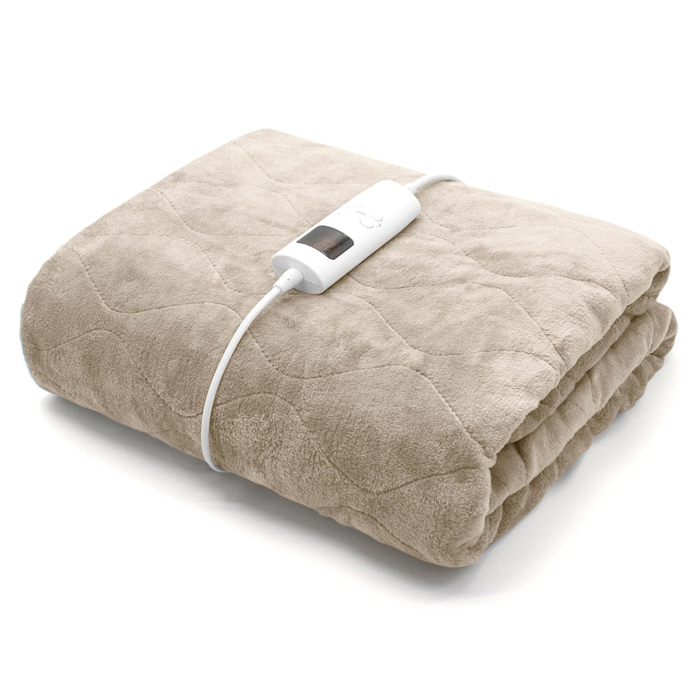 Velosso Comfort Touch Flannel Latte Electric Heated Blanket
