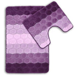 Velosso Hex Stripe Anti Slip Bath Mat Set Aubergine