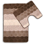 Velosso Hex Stripe Latte Anti Slip Bath Mat Set