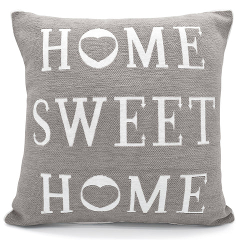 Velosso Chenille Home Sweet Home Grey Cushion Cover