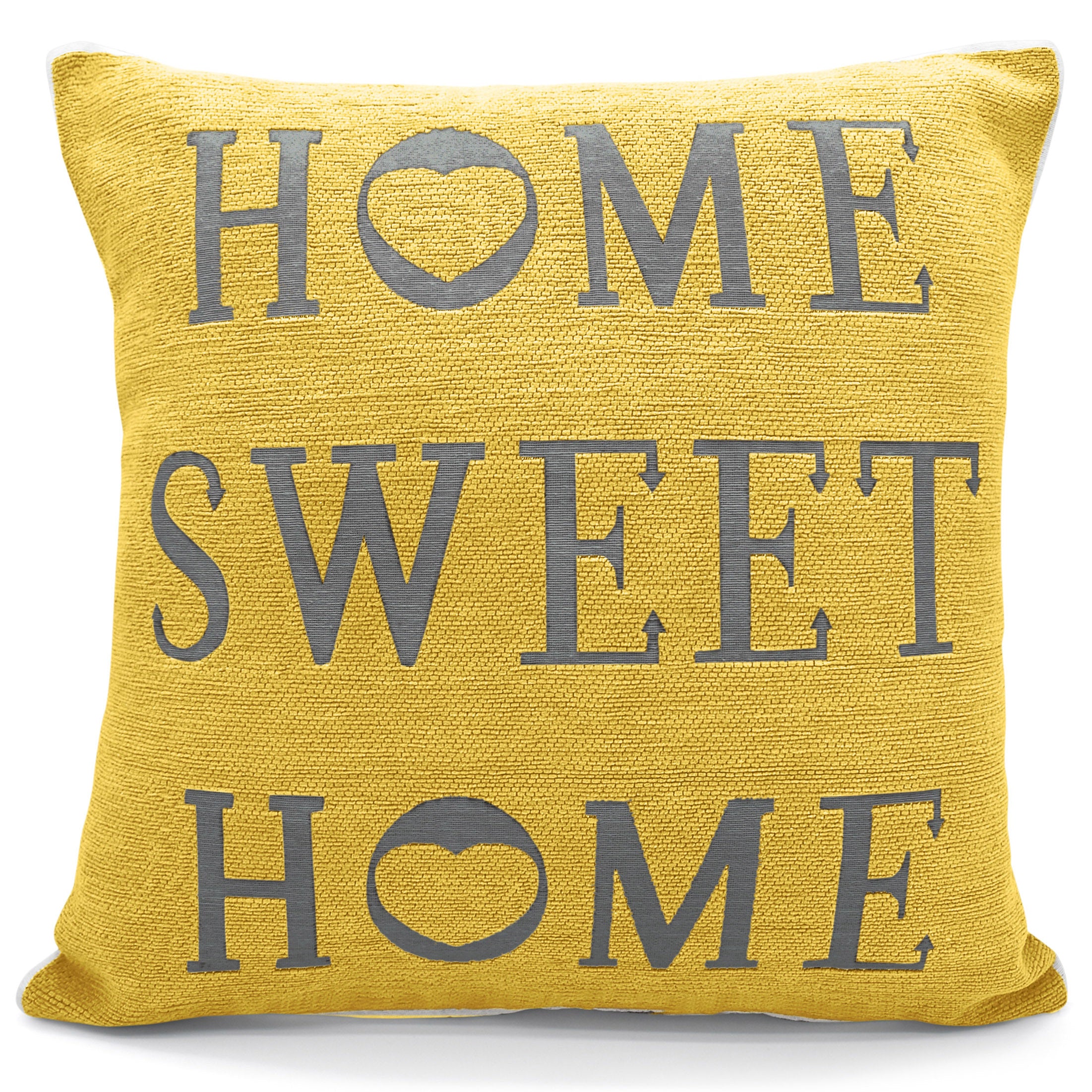 Home Sweet Home Ochre Chenille Cushion Cover Linens Online