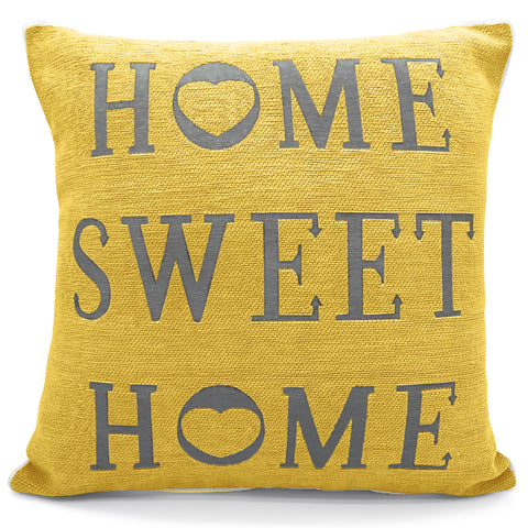 Velosso Chenille Home Sweet Home Ochre Cushion Cover