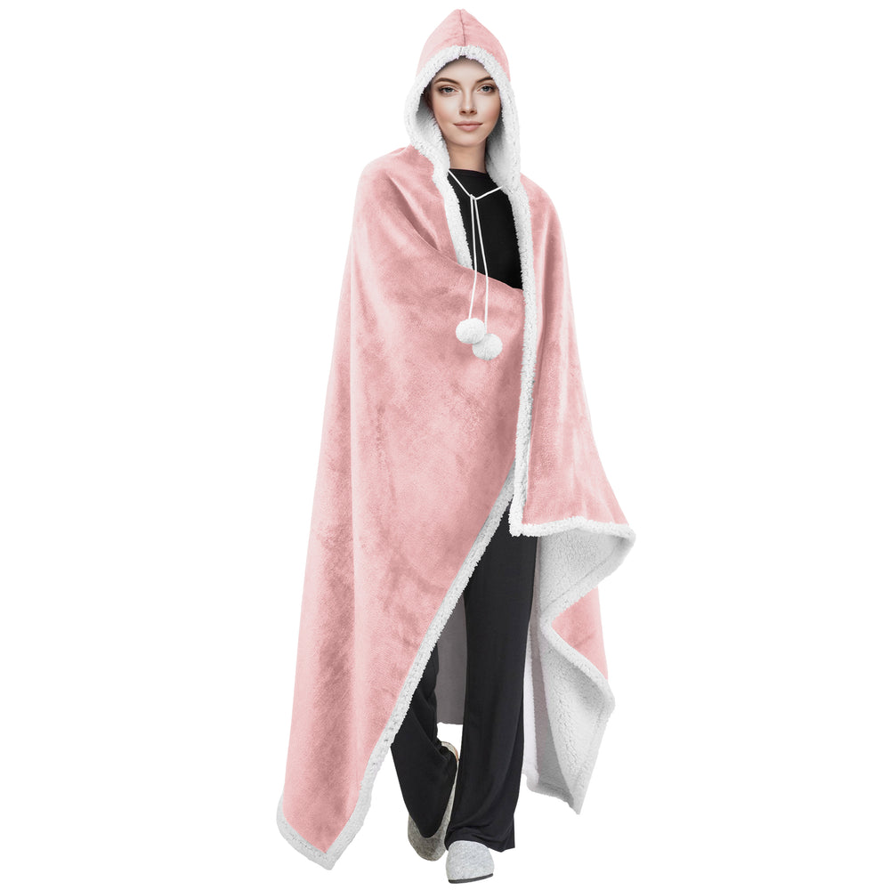 Velosso Pom Pom Blush Pink Hooded Blanket