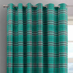 Intimates Hugo Check Teal Ready Made Eyelet Curtains