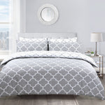 Velosso Lattice Reversible Grey Duvet Cover & Pillowcase Set
