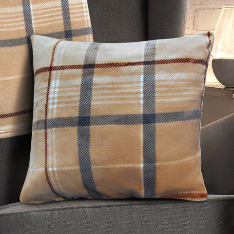 Velosso Luxury Flannel Check Natural Cushion Cover