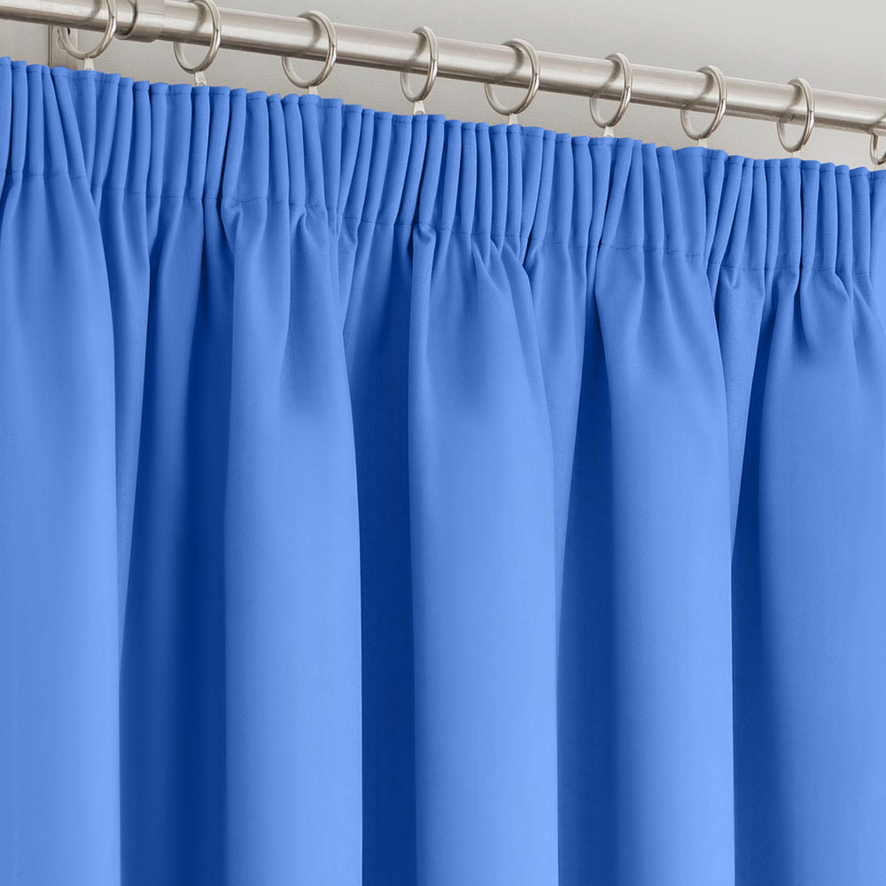 Velosso Manhattan Blue Pencil Pleat Blackout Curtains