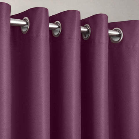 Velosso Manhattan Plum Thermal Blackout Ready Made Eyelet Curtains