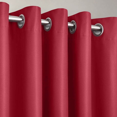 Velosso Manhattan Red Thermal Blackout Ready Made Eyelet Curtains