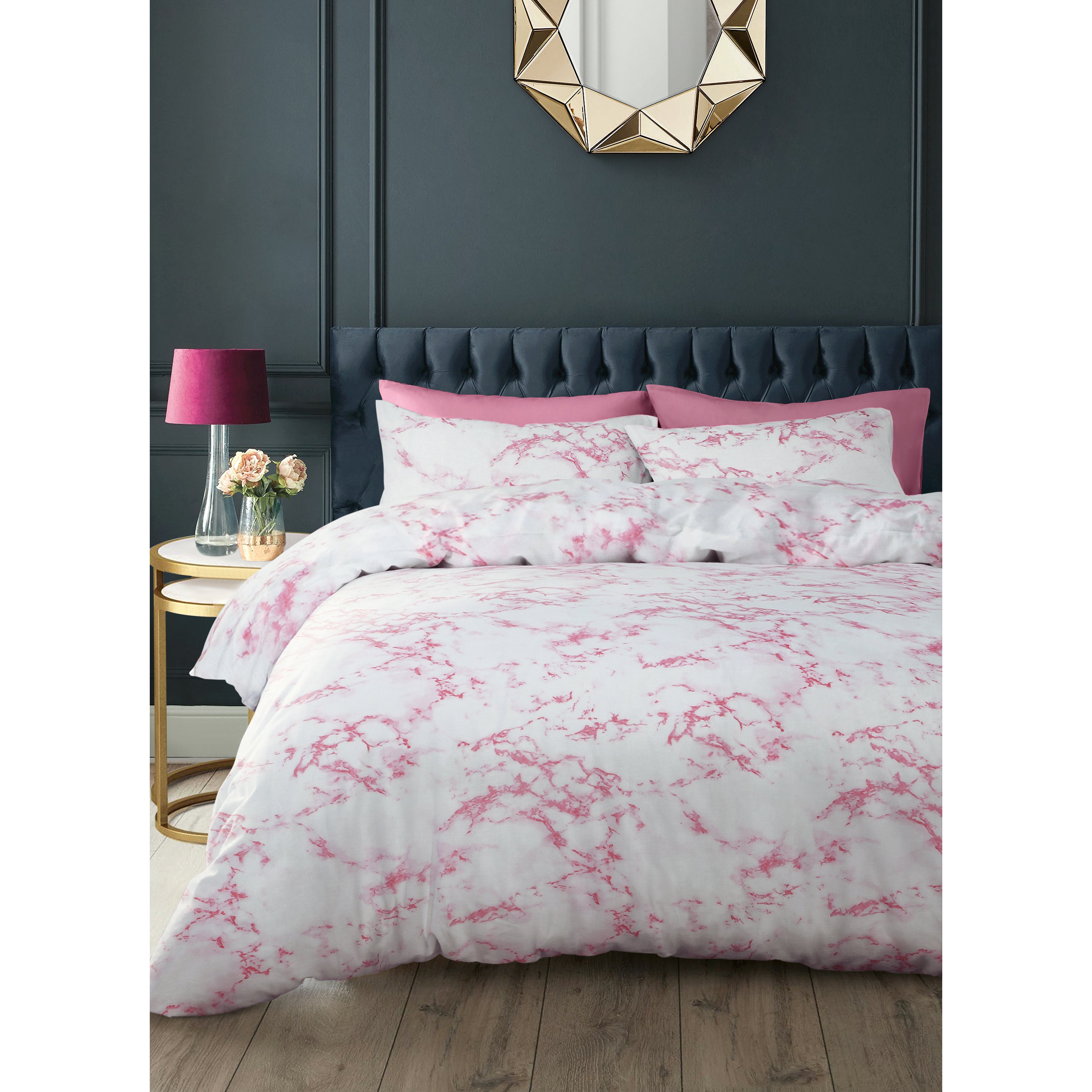 Velosso Marble Print Pink Duvet Cover Set | Linens Online