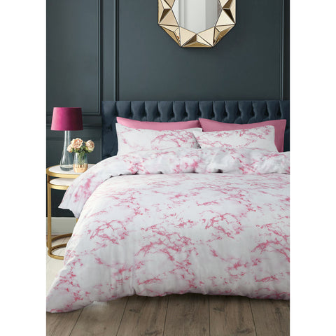 Velosso Marble Print Pink Duvet Cover & Pillowcase Set
