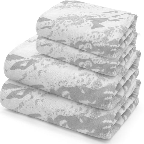 Velosso Marble 4 Piece 600gsm Silver Bath Towel Bale Set