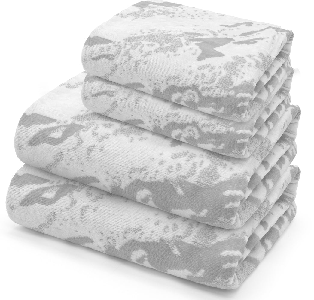 Velosso Marble 4 Piece 600gsm Silver Bath Towel Bale Set