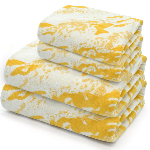 Velosso Marble 4 Piece 600gsm Ochre Yellow Bath Towel Bale Set