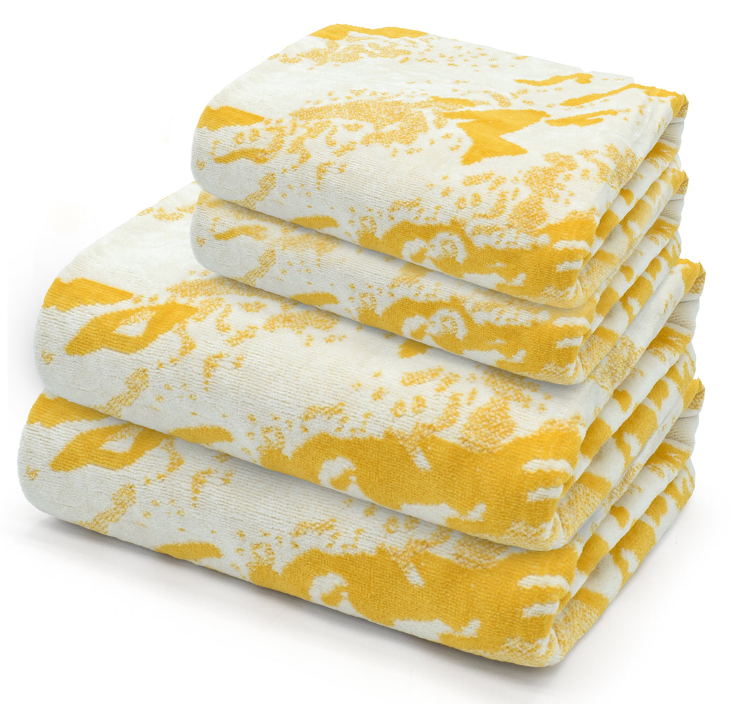 Velosso Marble 4 Piece 600gsm Ochre Yellow Bath Towel Bale Set