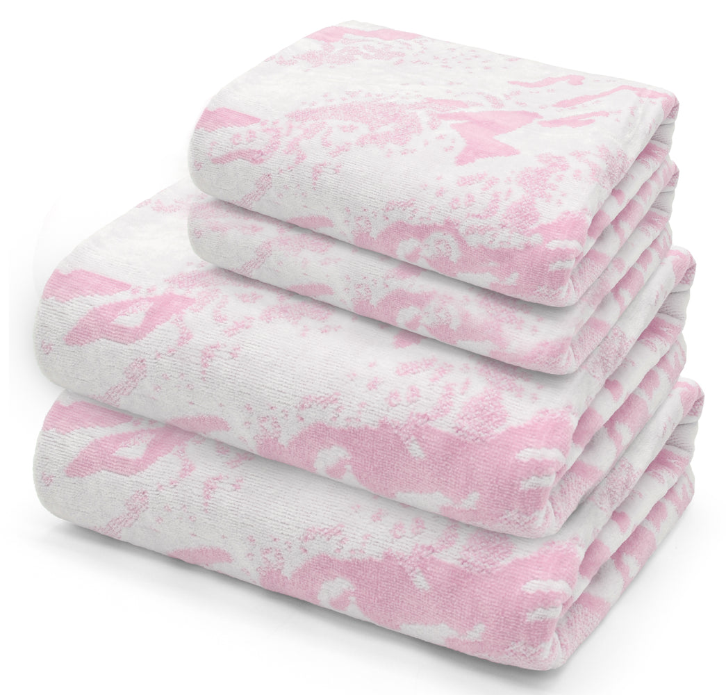 Velosso Marble 4 Piece 600gsm Pink Bath Towel Bale Set