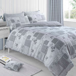 Velosso Maya Floral Patchwork Grey Duvet Cover & Pillowcase Set