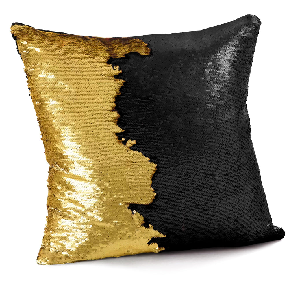 Velosso Mermaid Sequins Black & Gold Cushion Cover