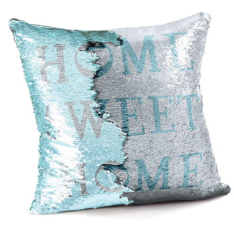 Velosso Home Sweet Home Mermaid Sequins Duck Egg & Silver Cushion Cover