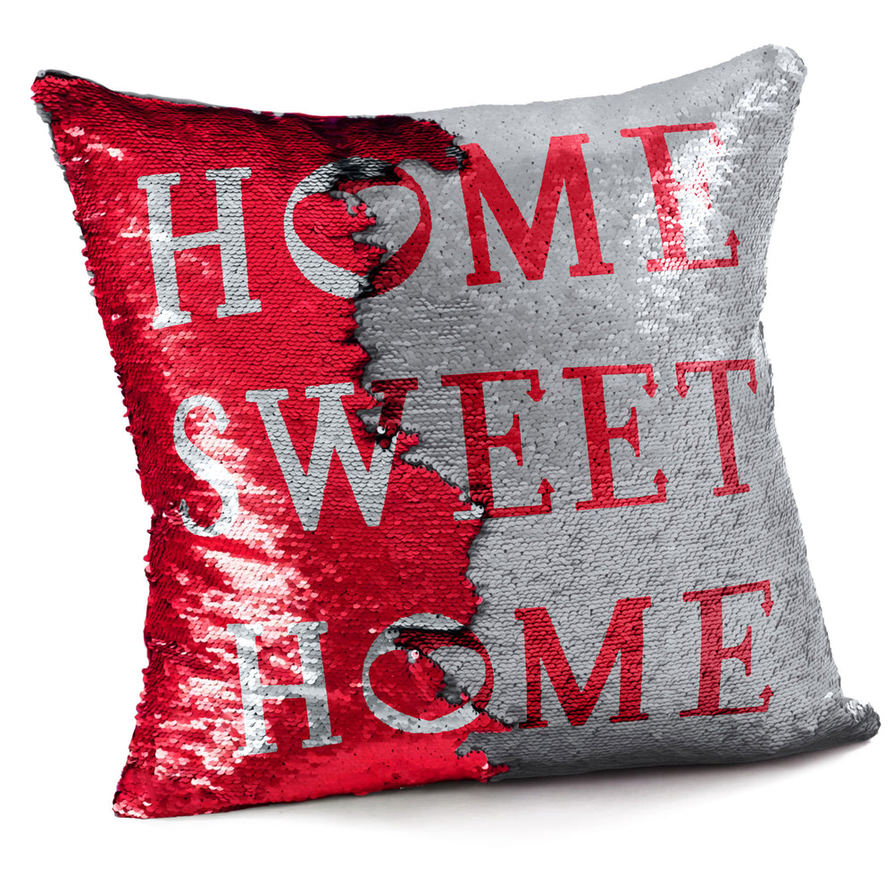 Velosso Home Sweet Home Mermaid Sequins Red & Silver Cushion Cover