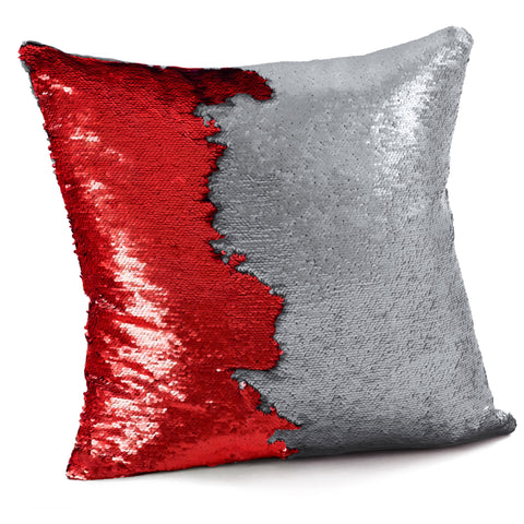 Velosso Mermaid Sequins Red & Silver Cushion Cover