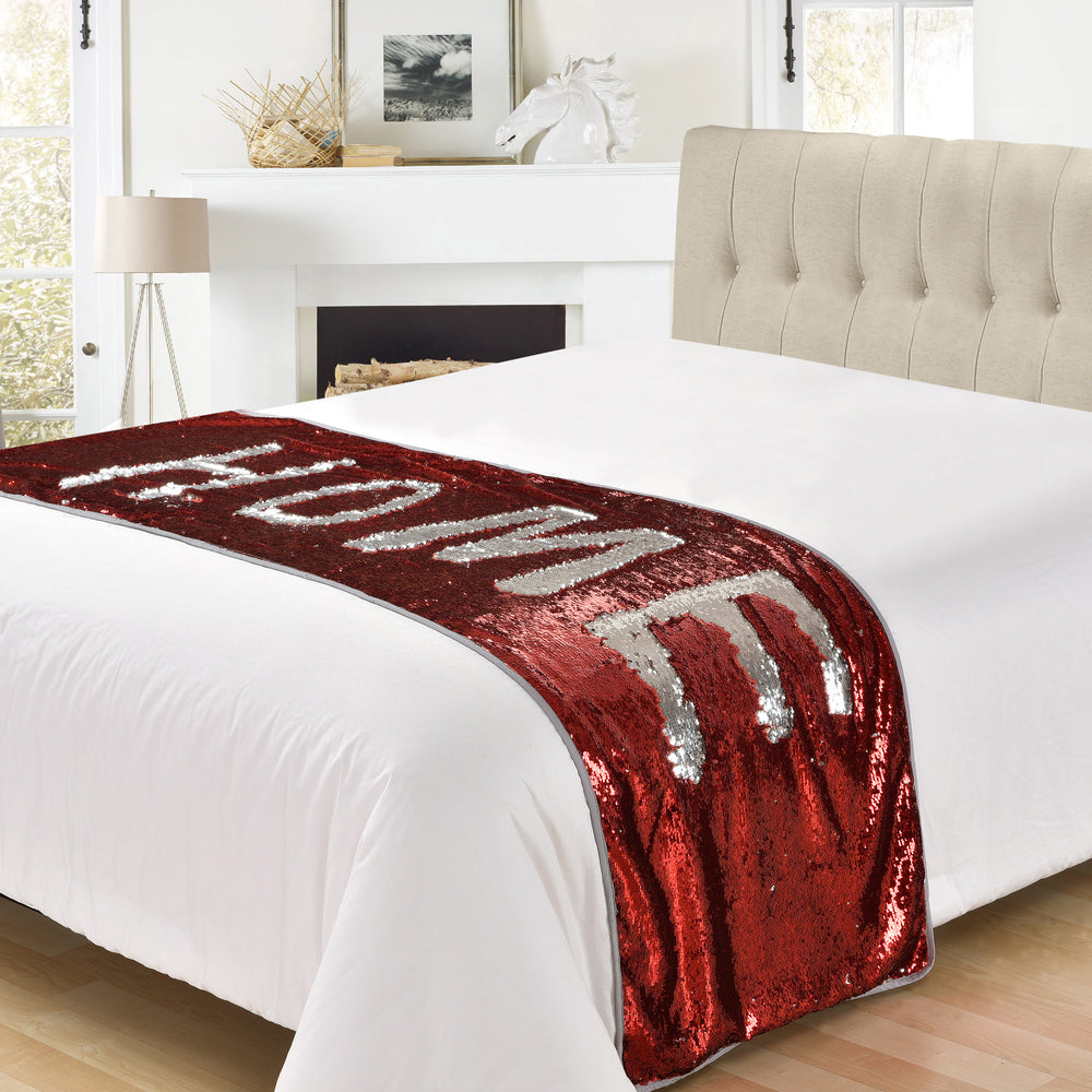Velosso Red & Silver Mermaid Sparkle Sequins Decorative Throw