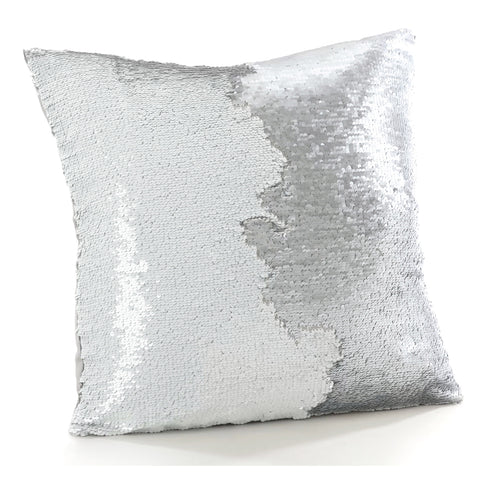 Velosso Mermaid Sequins White & Silver Cushion Cover