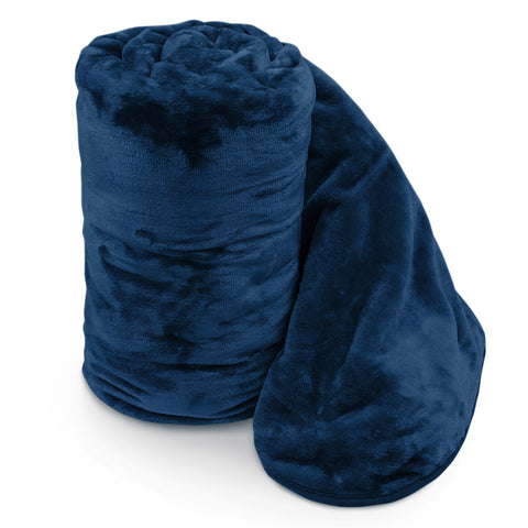 Velosso Navy Faux Fur Mink Blanket