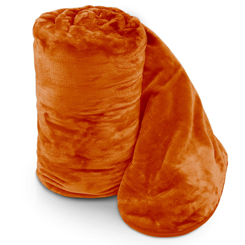 Velosso Orange Faux Fur Mink Blanket