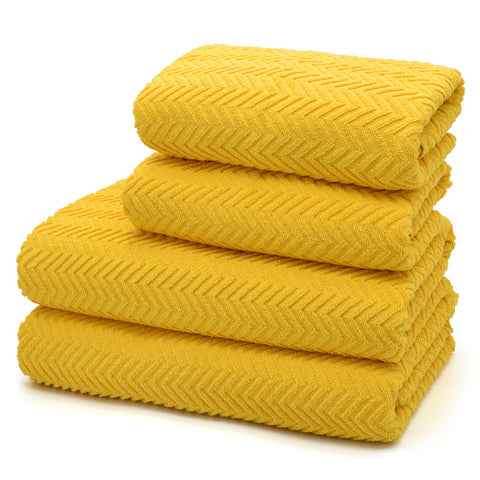 Velosso Moda Chevron 500gsm Cotton Canary Yellow Towels
