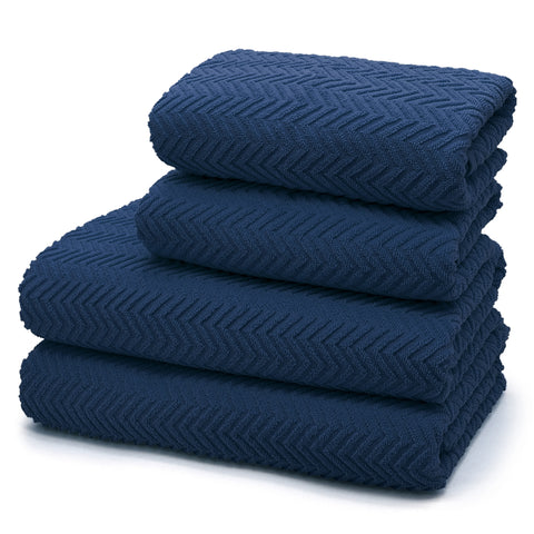 Velosso Moda Chevron 500gsm Cotton Navy Blue Towels