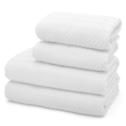 Velosso Moda Chevron 500gsm Cotton White Towels