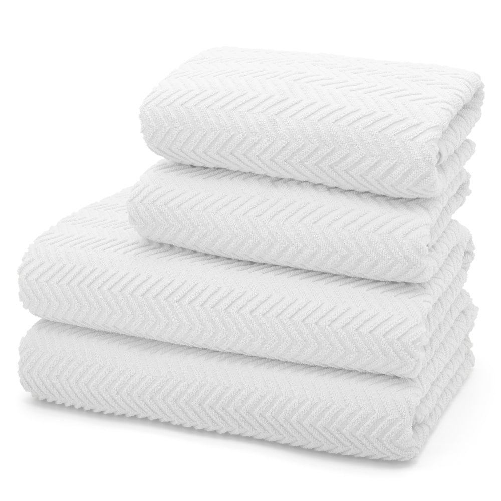 Velosso Moda Chevron 500gsm Cotton White Towels