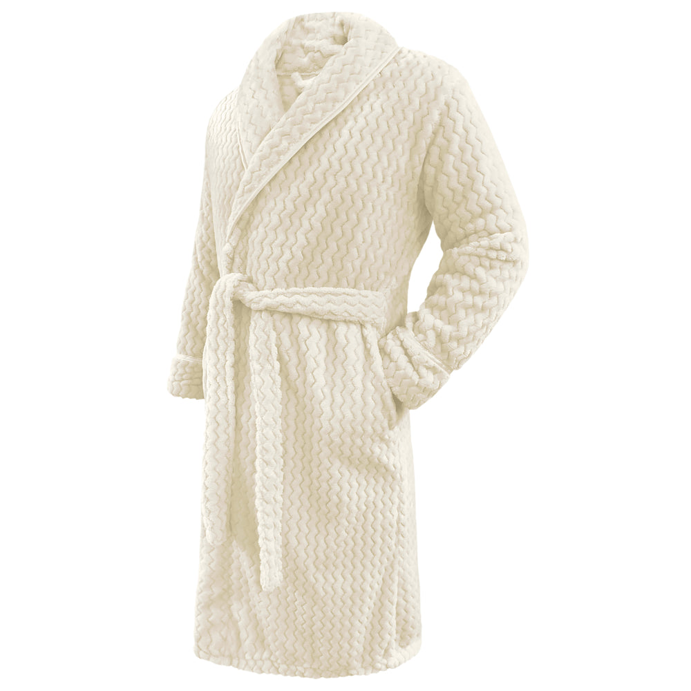 Velosso Moda Chevron Flannel Cream Bath Robe