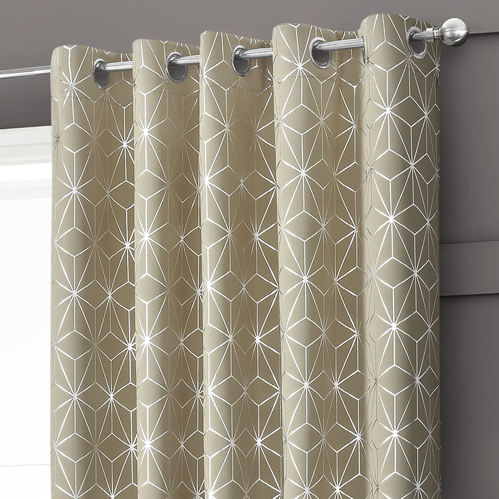 Velosso Moreno Latte Thermal Blackout Ready Made Eyelet Curtains