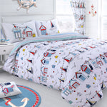 Velosso Nautical Beach Huts Duvet Cover & Pillowcase Set