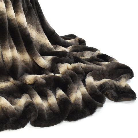 Velosso Luxury Nebraska Brown Faux Animal Fur Throw