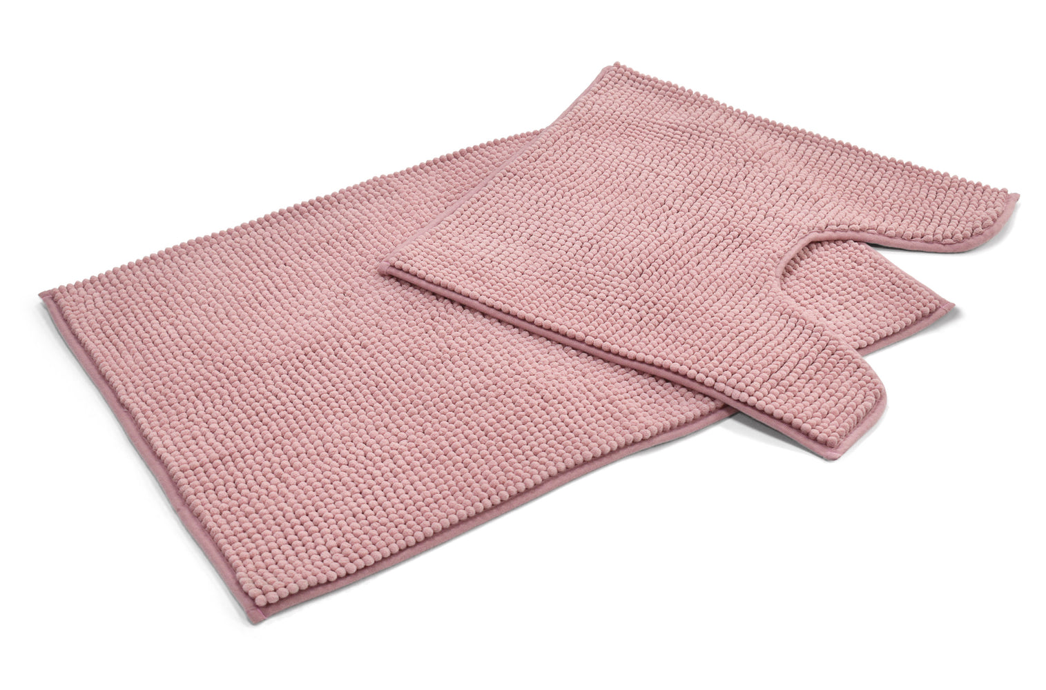 Velosso Shaggy Noodle Blush Pink Bath & Pedestal Mat Set